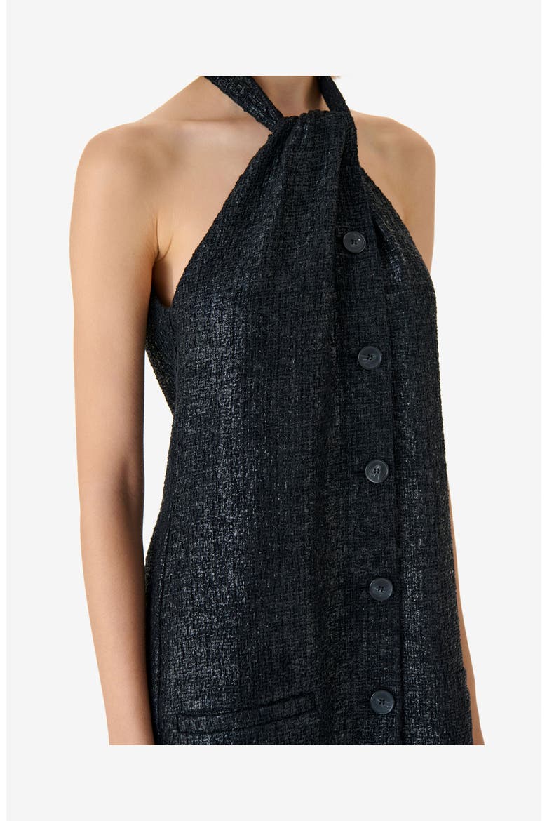 Kiera Halter Mini Dress, Alternate, color, Shiny Black