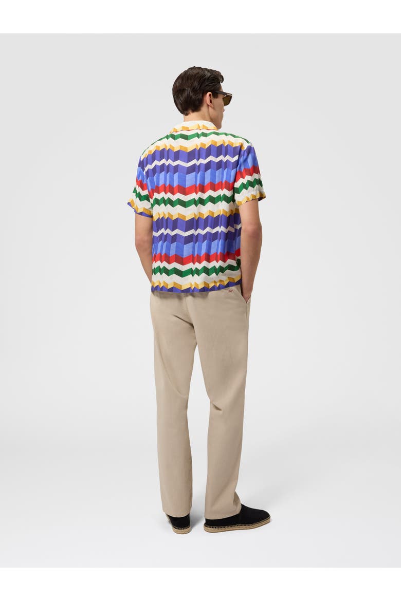 Bowling Shirt In Viscose With 3d Zigzag Print, Alternate, color, Multicoloured