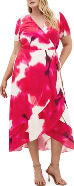 City Chic Bea Floral Print Wrap Midi Dress