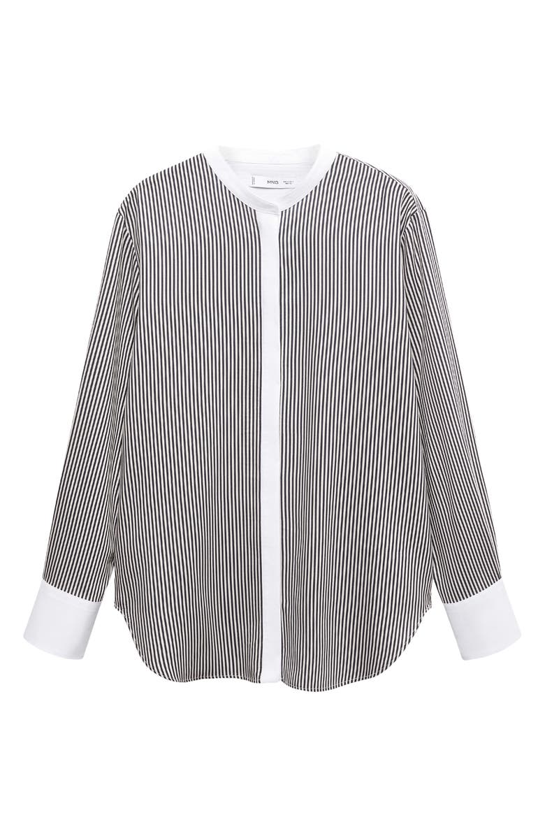 MANGO Stripe Contrast Button-Up Shirt, Alternate, color,