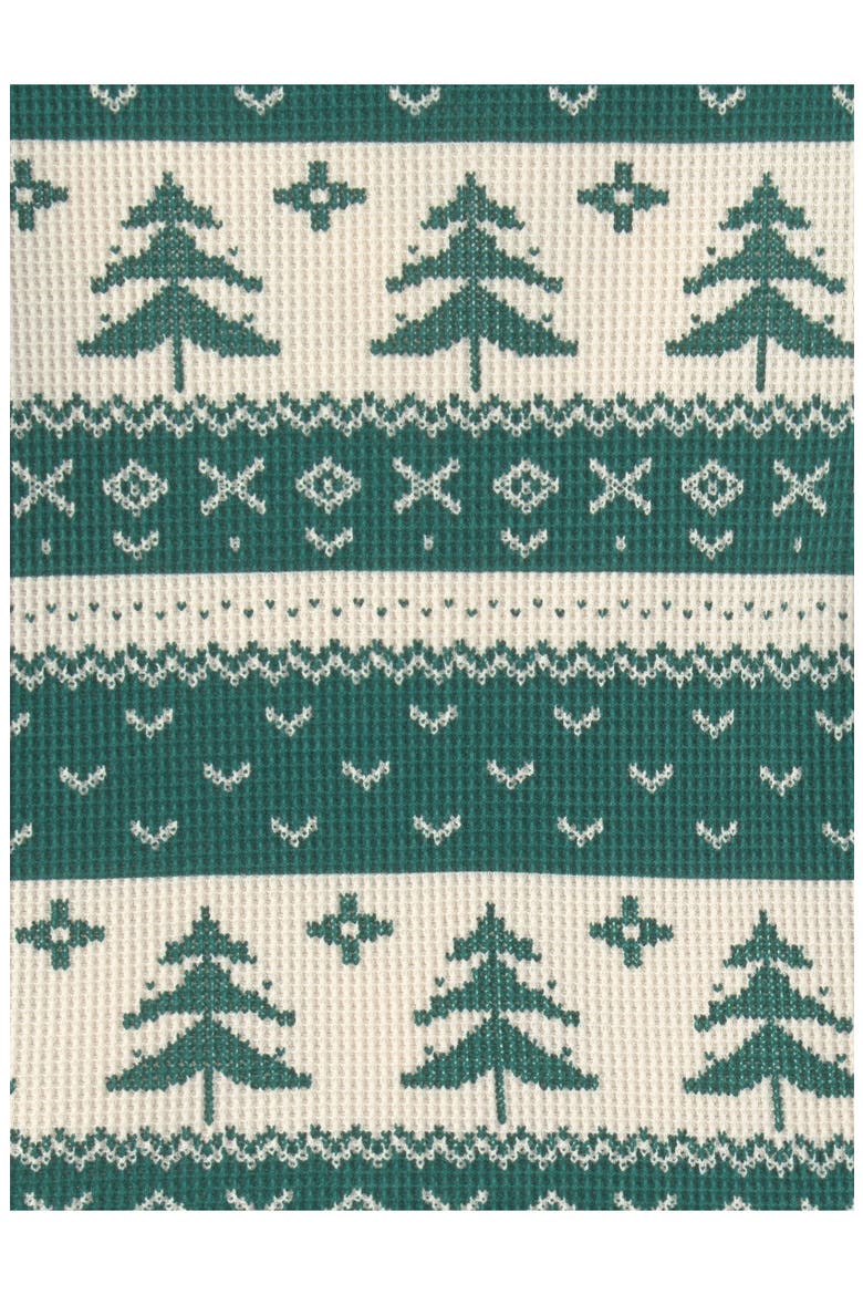Kids' Print Fitted Organic Cotton Waffle Knit Two-Piece Pajamas, Alternate, color, TREE FAIRISLE
