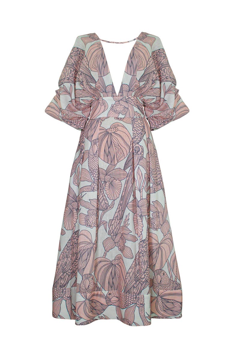 Barlovento Midi Dress, Main, color, CANARIO PINK PRINT