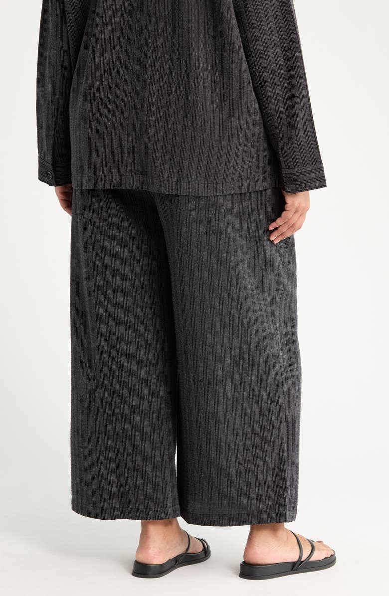 Eileen Fisher Organic Linen Blend Ankle Wide Leg Pants, Alternate, color, Black