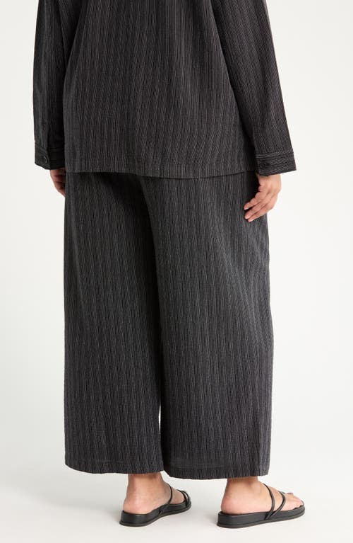 Eileen Fisher Organic Linen Blend Ankle Wide Leg Pants In Gray