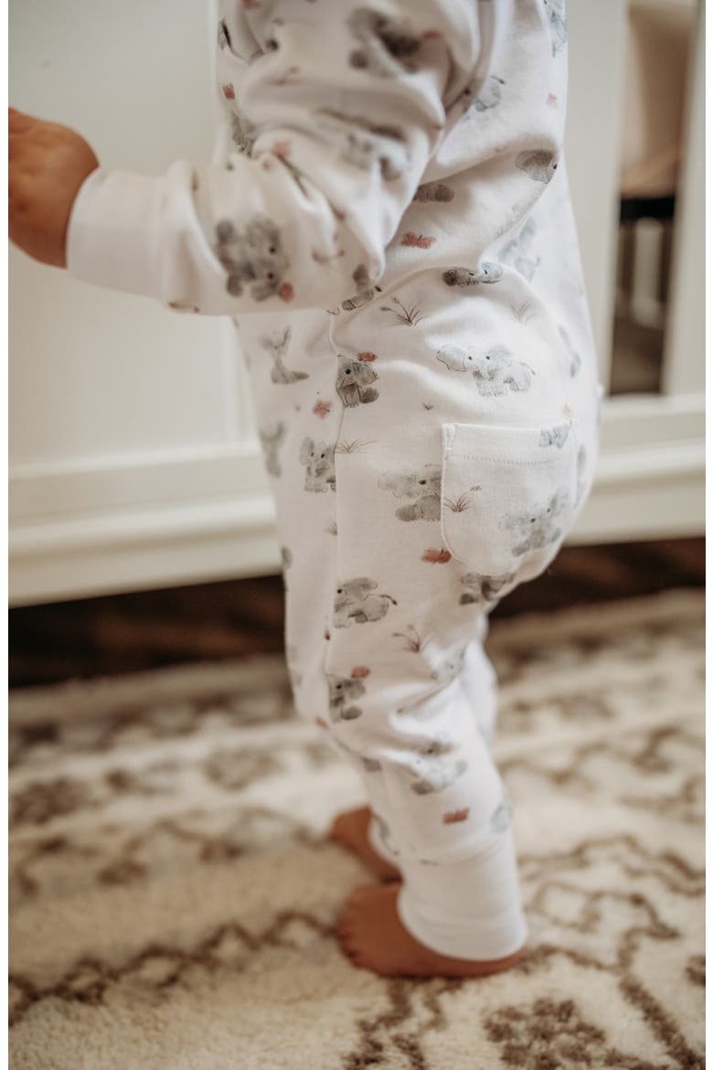 Baby Elephant Organic Cotton Zip Romper, Alternate, color, BABY ELEPHANT