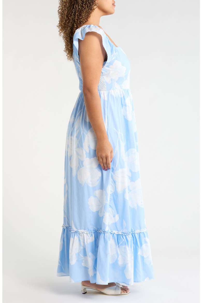 Afina Smocked Floral Maxi Dress, Alternate, color, BABY BLUE/ MULTI