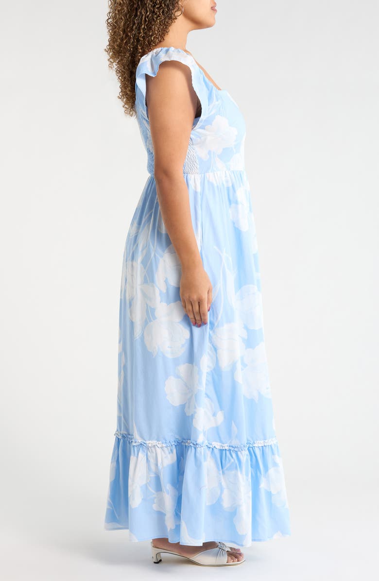 SUGARLIPS Afina Smocked Floral Maxi Dress, Alternate, color, Baby Blue/ Multi