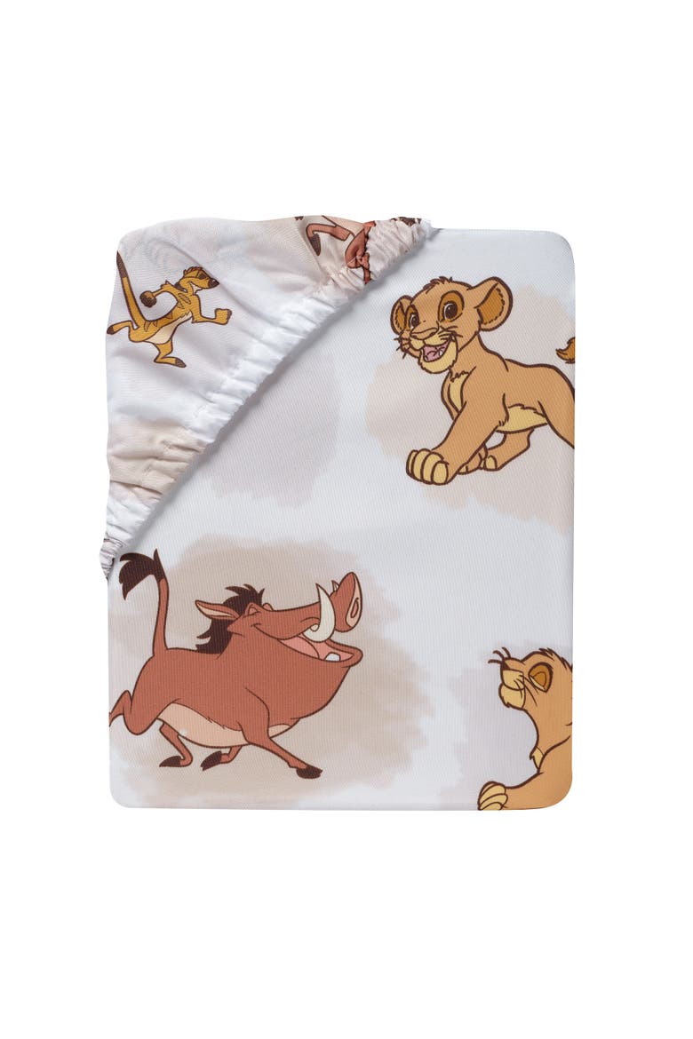 Lion King Safari Fitted Crib Sheet, Alternate, color, White