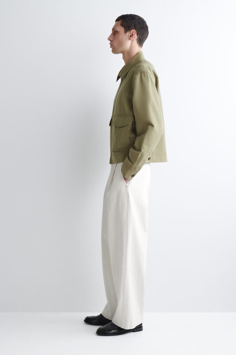 Pleated Wide-Leg Denim Pants, Alternate, color, NATURAL WHITE