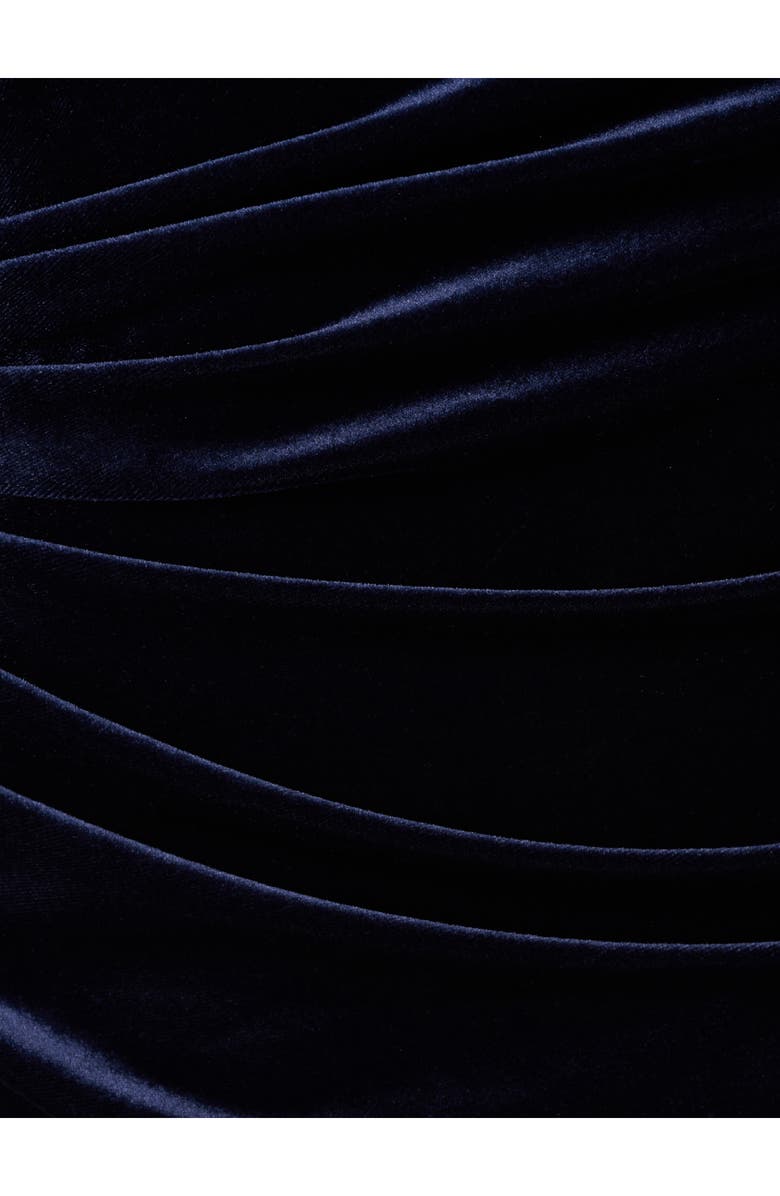 Adrianna Papell Asymmetric Long Sleeve Ruched Velvet Gown, Alternate, color,