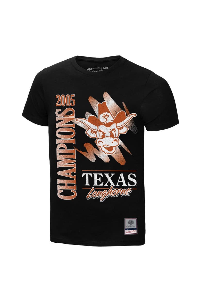 Men's Mitchell & Ness  Black Texas Longhorns Retro Brush Mineral Wash T-Shirt, Alternate, color, Black