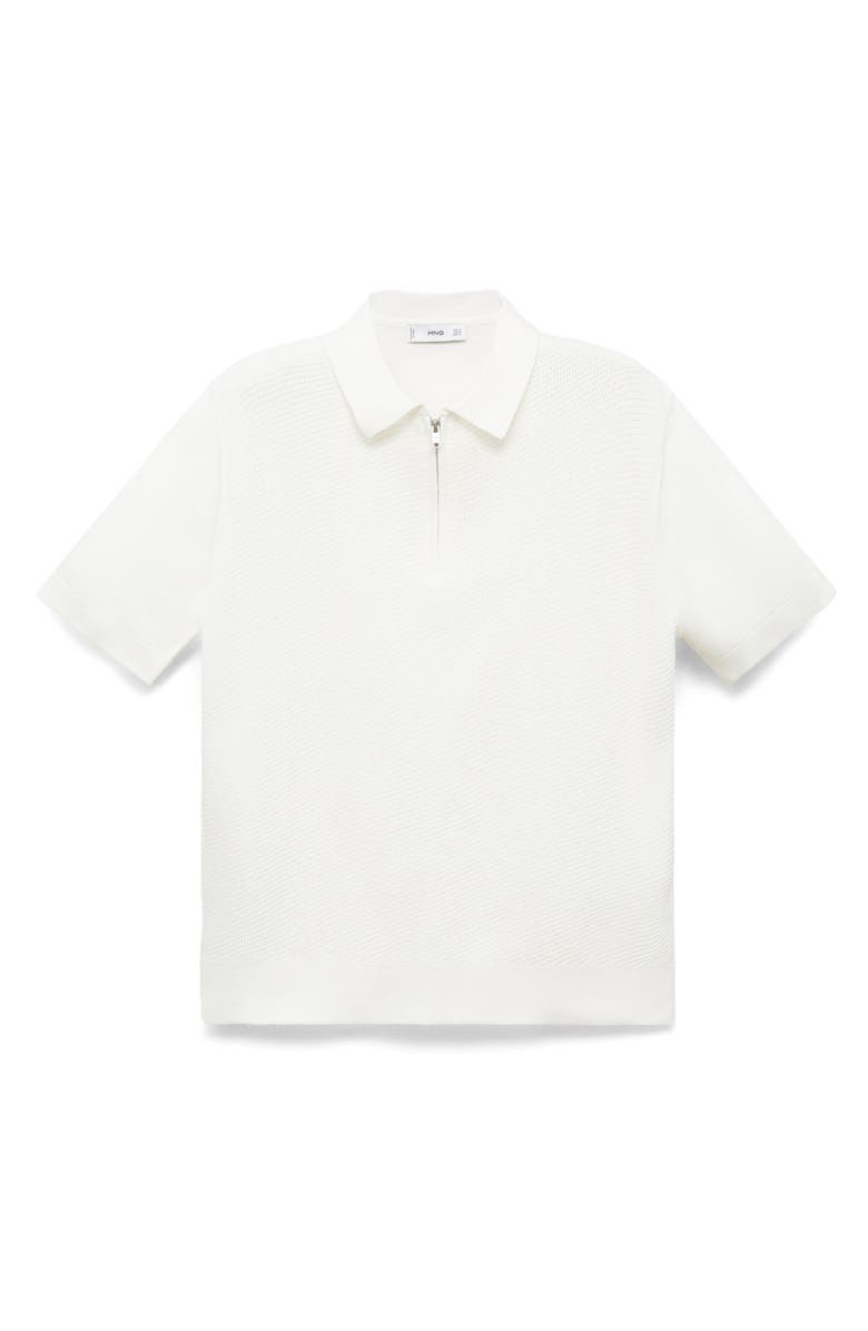 MANGO Openwork Knit Quarter Zip Polo, Alternate, color, 