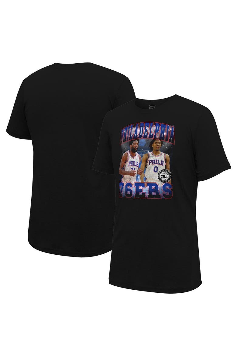 Unisex Stadium Essentials Joel Embiid & Tyrese Maxey Black Philadelphia 76ers Player Duo T-Shirt, Main, color, Black