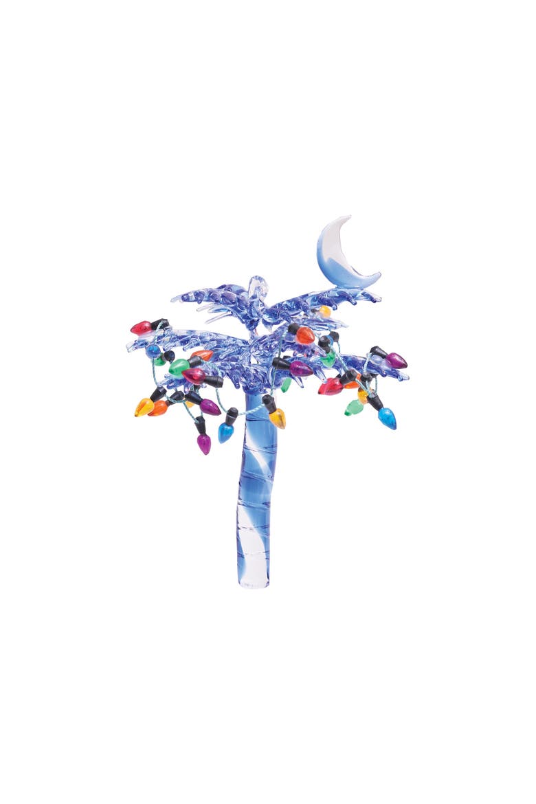 2" x 4.25" Palmetto Moon Christmas Palm Tree Ornament, Main, color, Blue