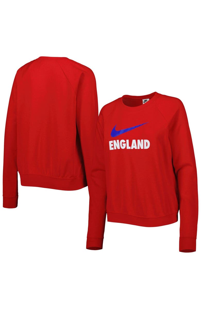 Nike Women's Nike Red England National Team Lockup Varsity Tri-Blend Raglan Pullover Sweatshirt, Alternate, color, Red