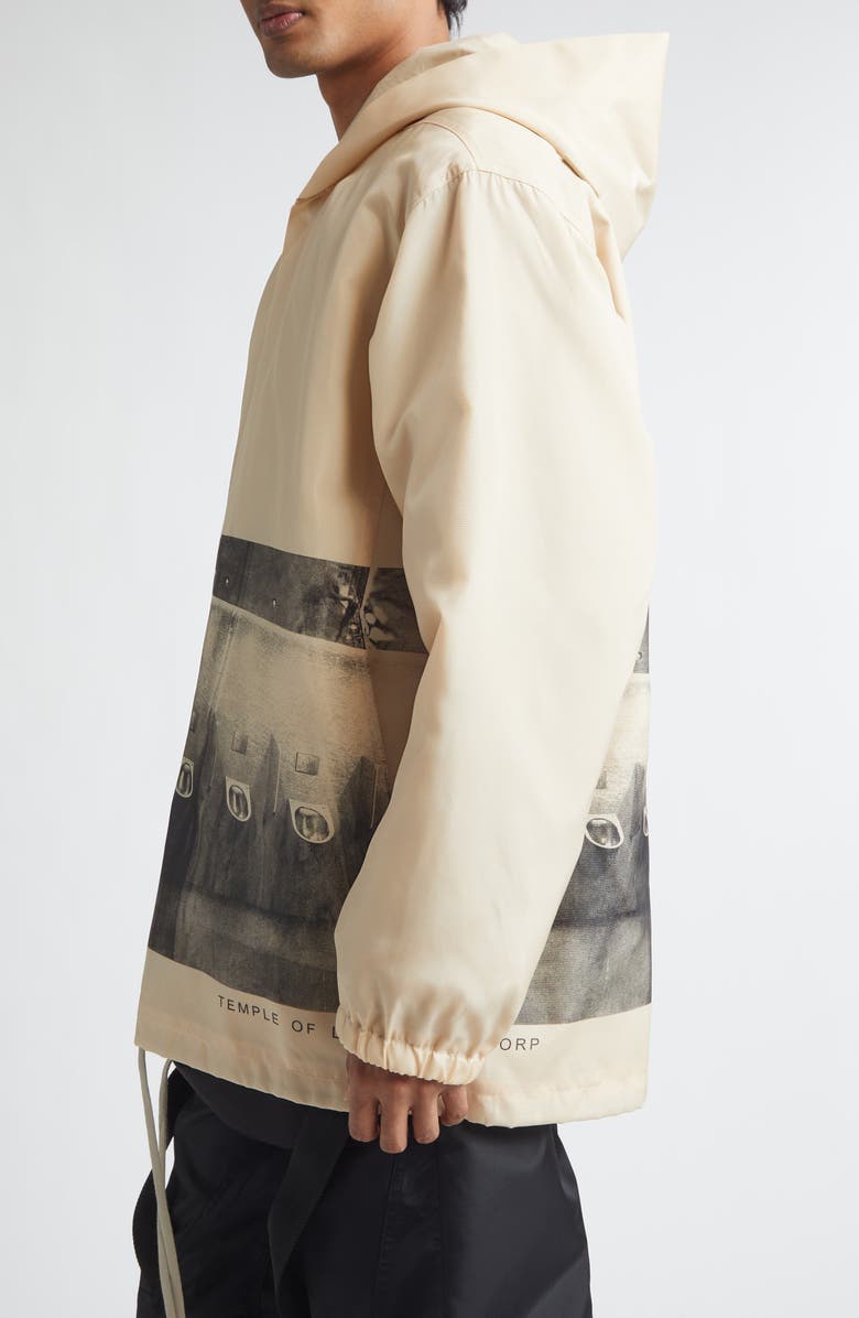 Rick Owens Temple Graphic Nylon Stretch Canvas Tour Jacket, Alternate, color, Sand/ Black