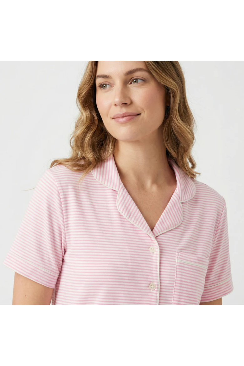 Women's Short Sleeve and Shorts Pajama Set, Alternate, color, Ballet Stripe