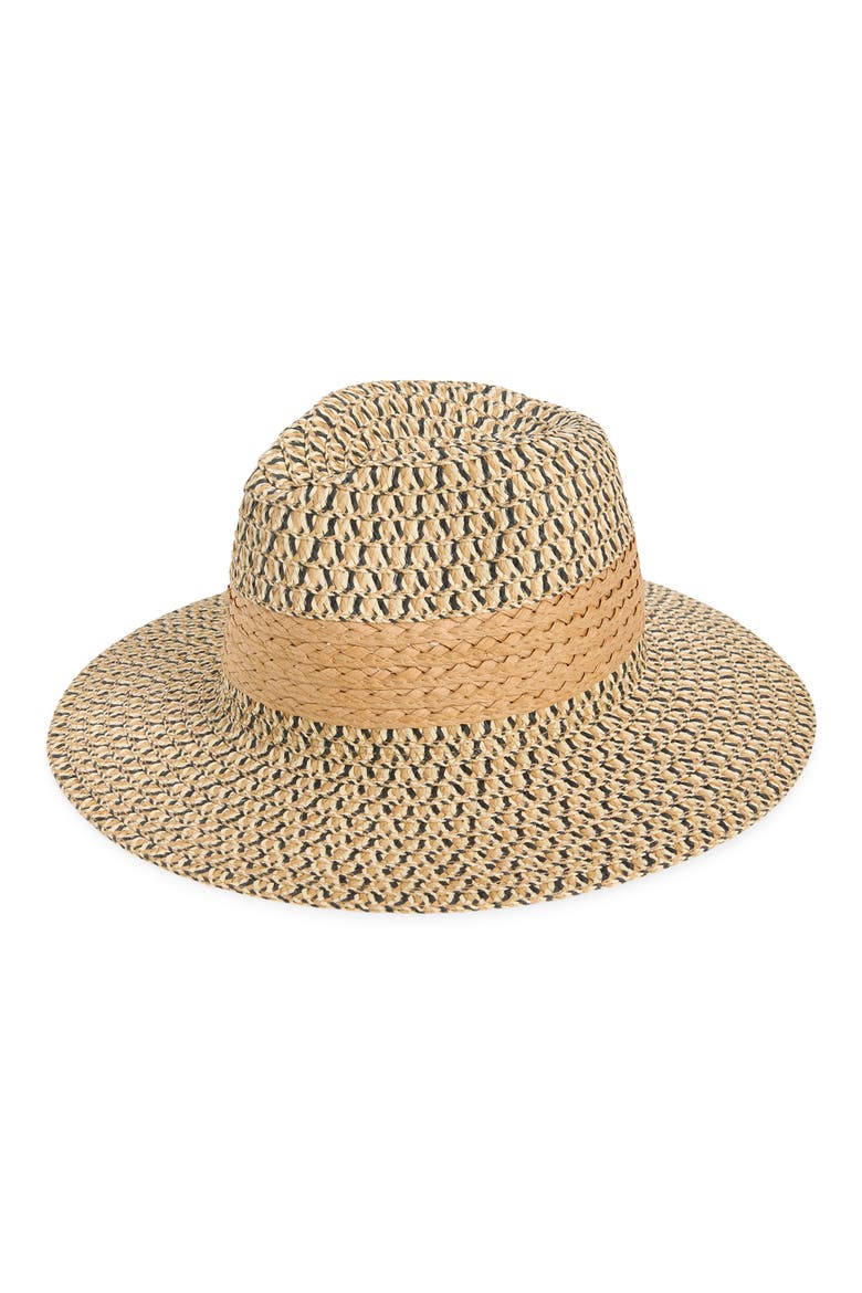 Bonita Straw Sun Hat, Main, color, BROWN/ BLACK STRIPE