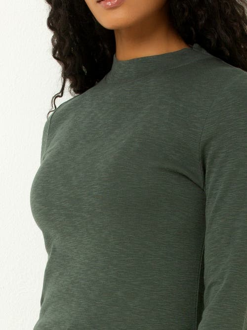 Single Stitch Long Sleeve Knit Top In Green