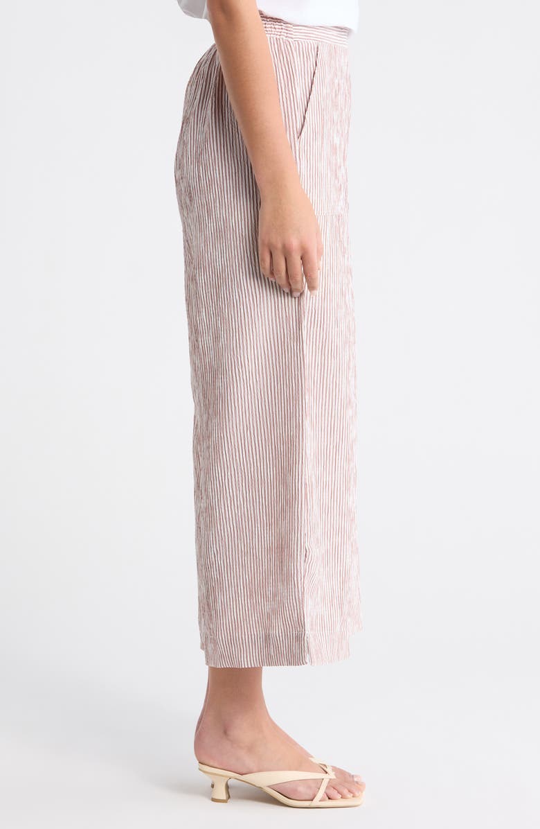 Bobeau Stripe Wide Leg Pants, Alternate, color, Cream/ Brandy Brown