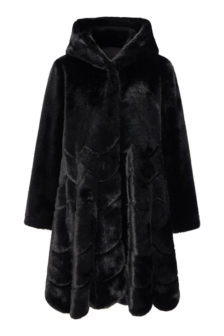 Fur-Free Mink (Faux Fur) Reversible Coat, Hood, Alternate, color, BLACK/BLACK