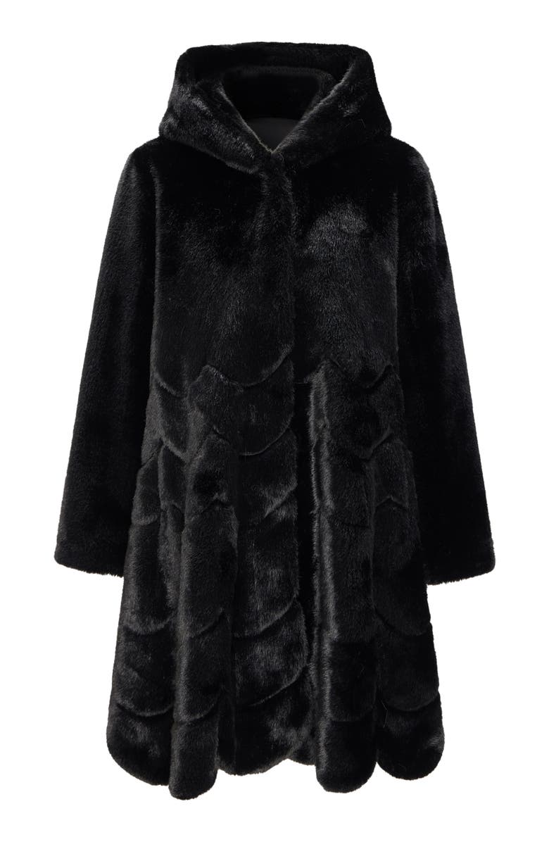 Lyla Grant Fur-Free Mink (Faux Fur) Reversible Coat, Hood, Alternate, color, Black/Black