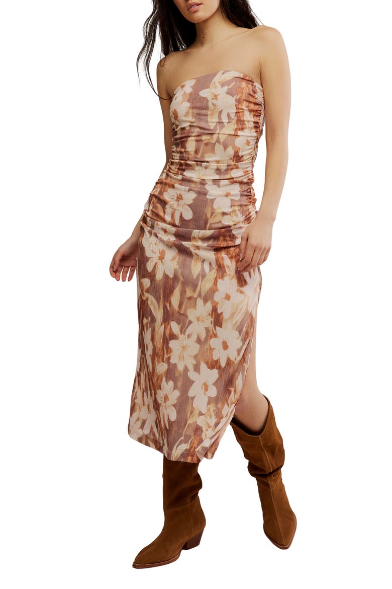 Presley Strapless Midi Dress, Main, color, COPPER COMBO