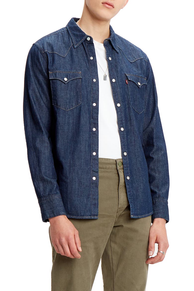Levi's® Premium Barstow Standard Fit Denim Western Shirt, Main, color, WESTERN EDITION