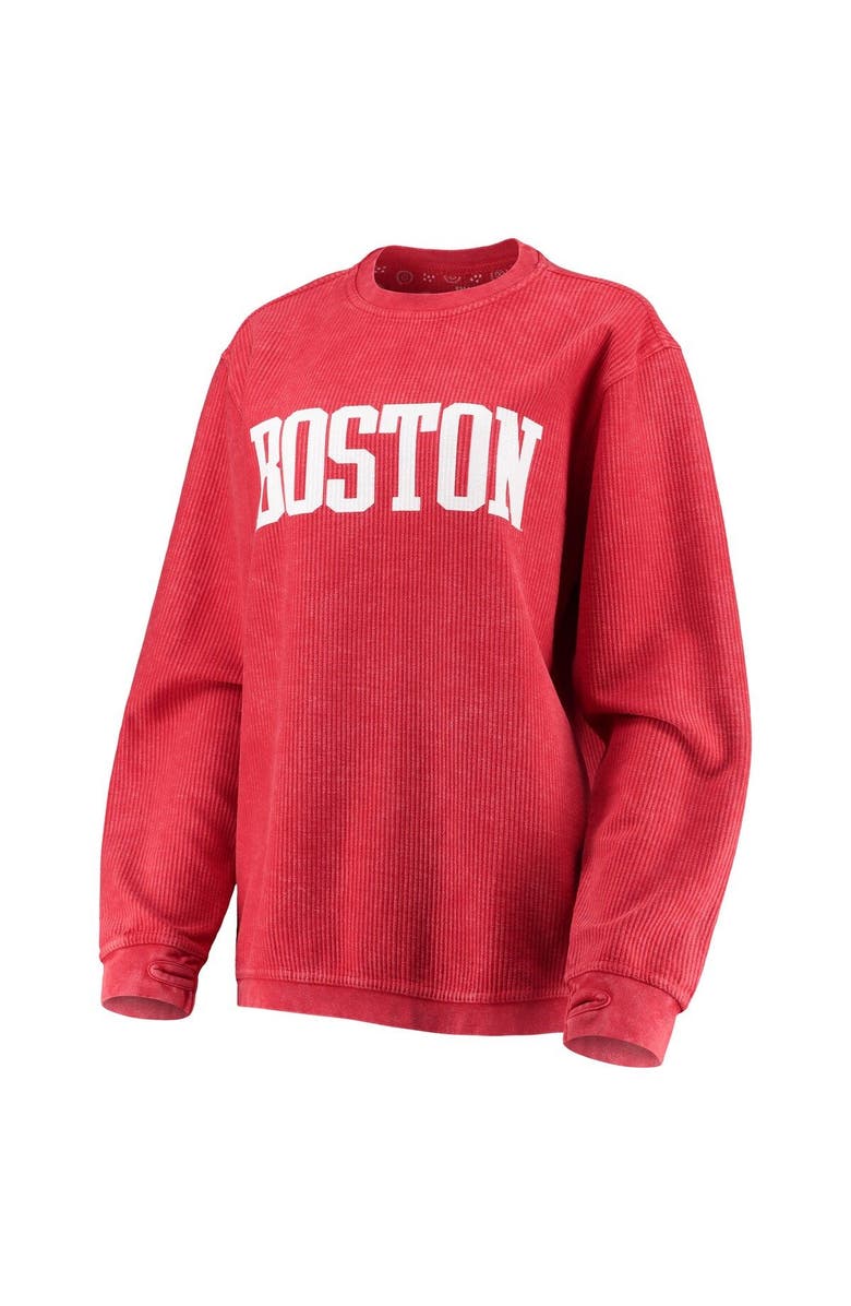 PRESSBOX Women's Pressbox Red Boston University Comfy Cord Vintage Wash Basic Arch Pullover Sweatshirt, Alternate, color,