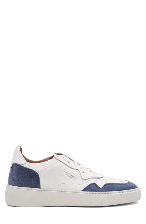 Bruno Magli Dezi Leather Sneaker In White/blue Suede