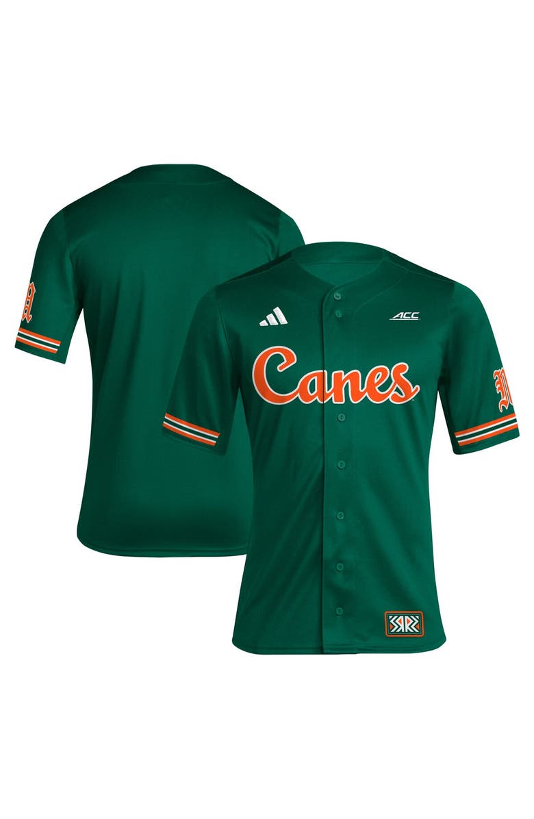 adidas Men's adidas Green Miami Hurricanes Reverse Retro Replica Baseball Jersey, Main, color, Green