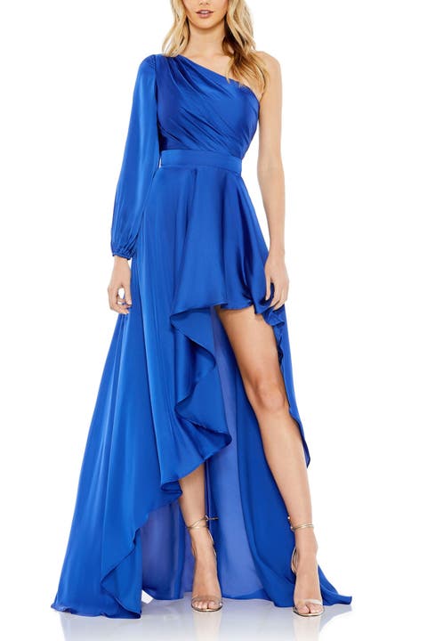 High Low One Shoulder Flowy Gown