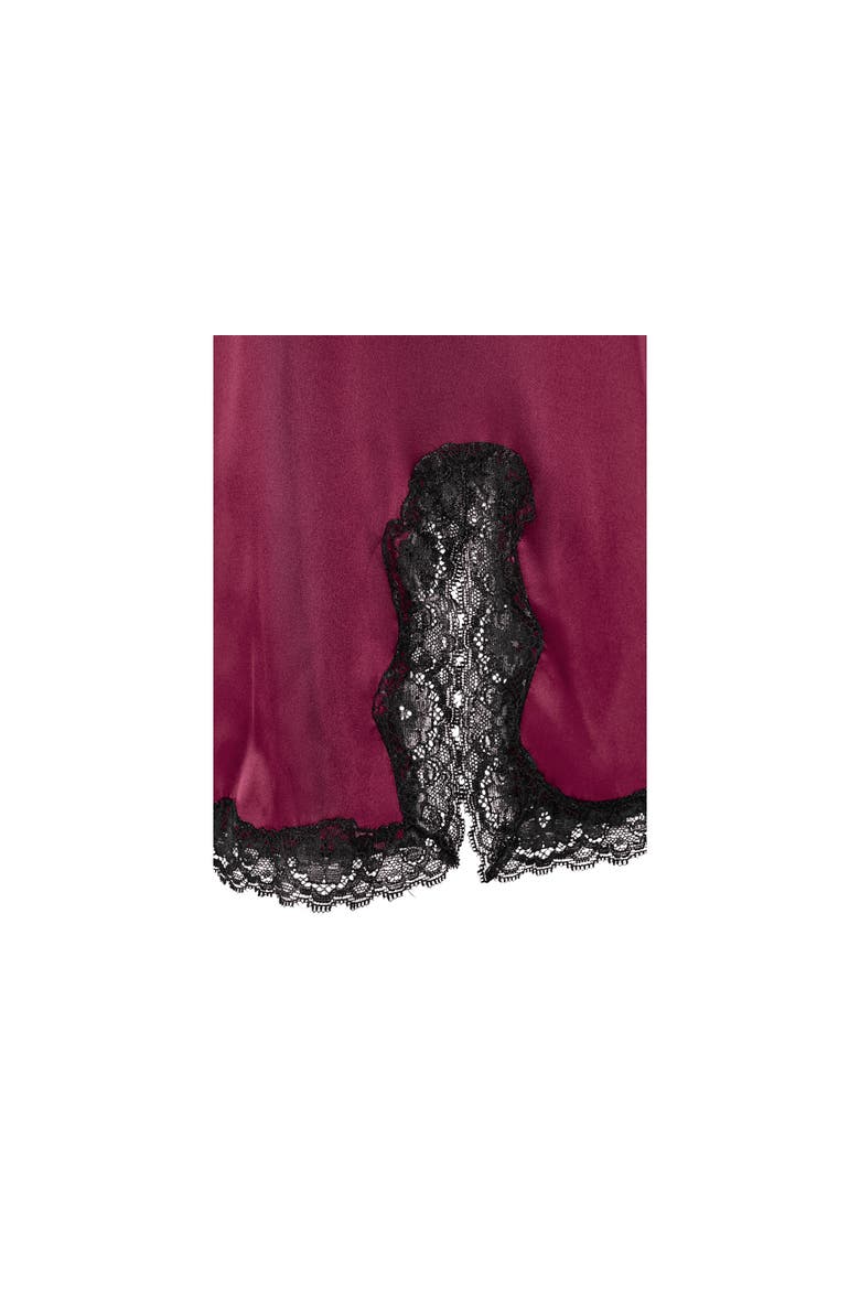 Women's Lace Trim Satin Nightgown, Alternate, color, Wine