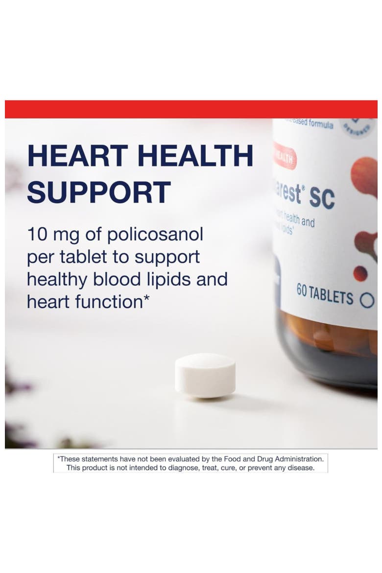 Cholarest SC Policosanol Cardiovascular Support Supplement 60 Tablets, Alternate, color, None