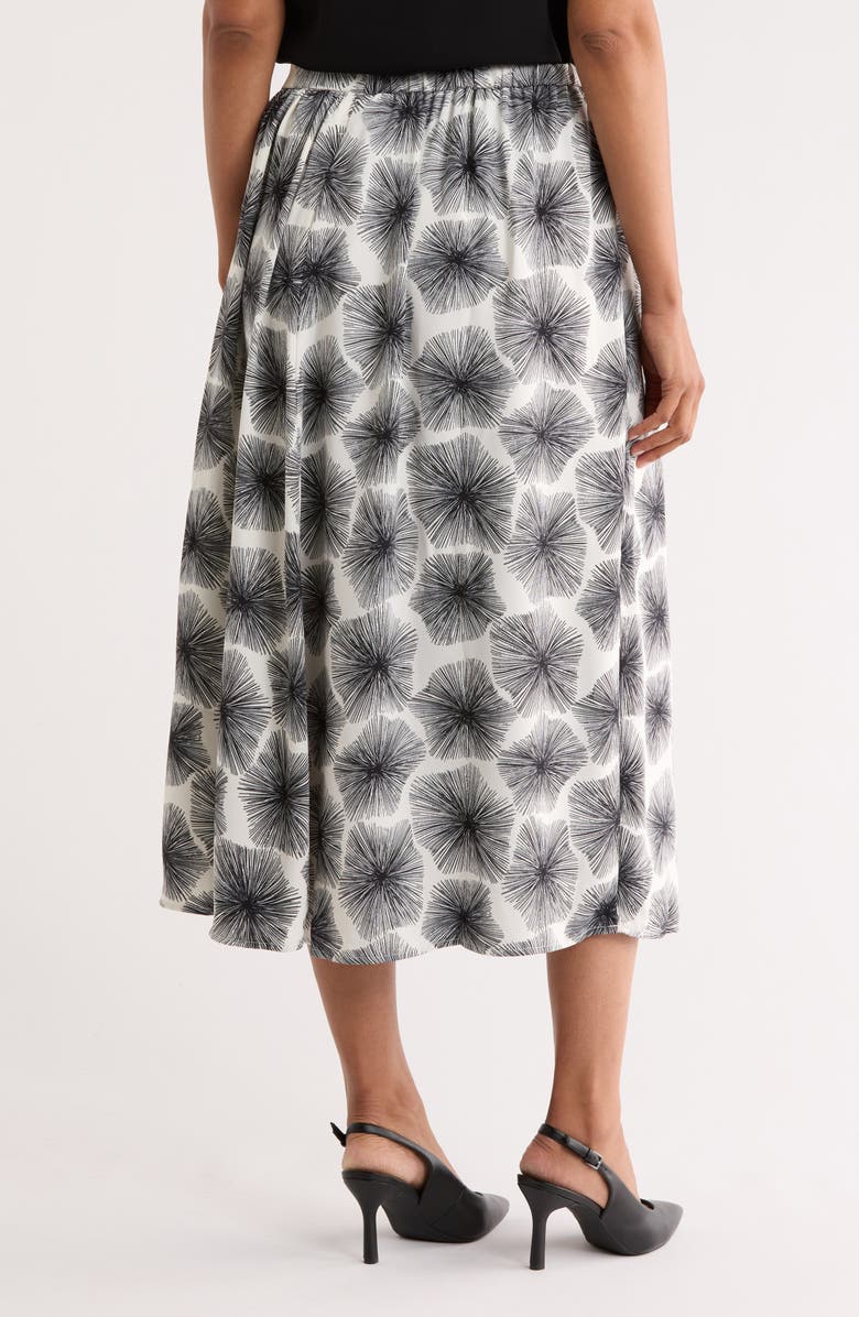 NORDSTROM RACK Pull-On Midi Skirt, Alternate, color, Ivory- Black Floral Burst