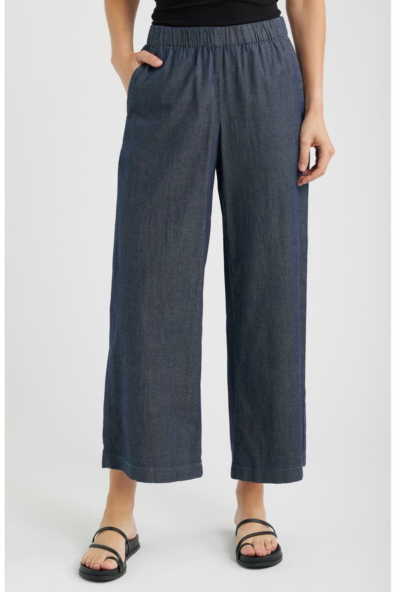 Wide Leg Ankle Pants, Main, color, DENIM