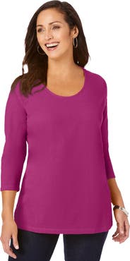 Jessica London Stretch Cotton Scoop Neck Tee