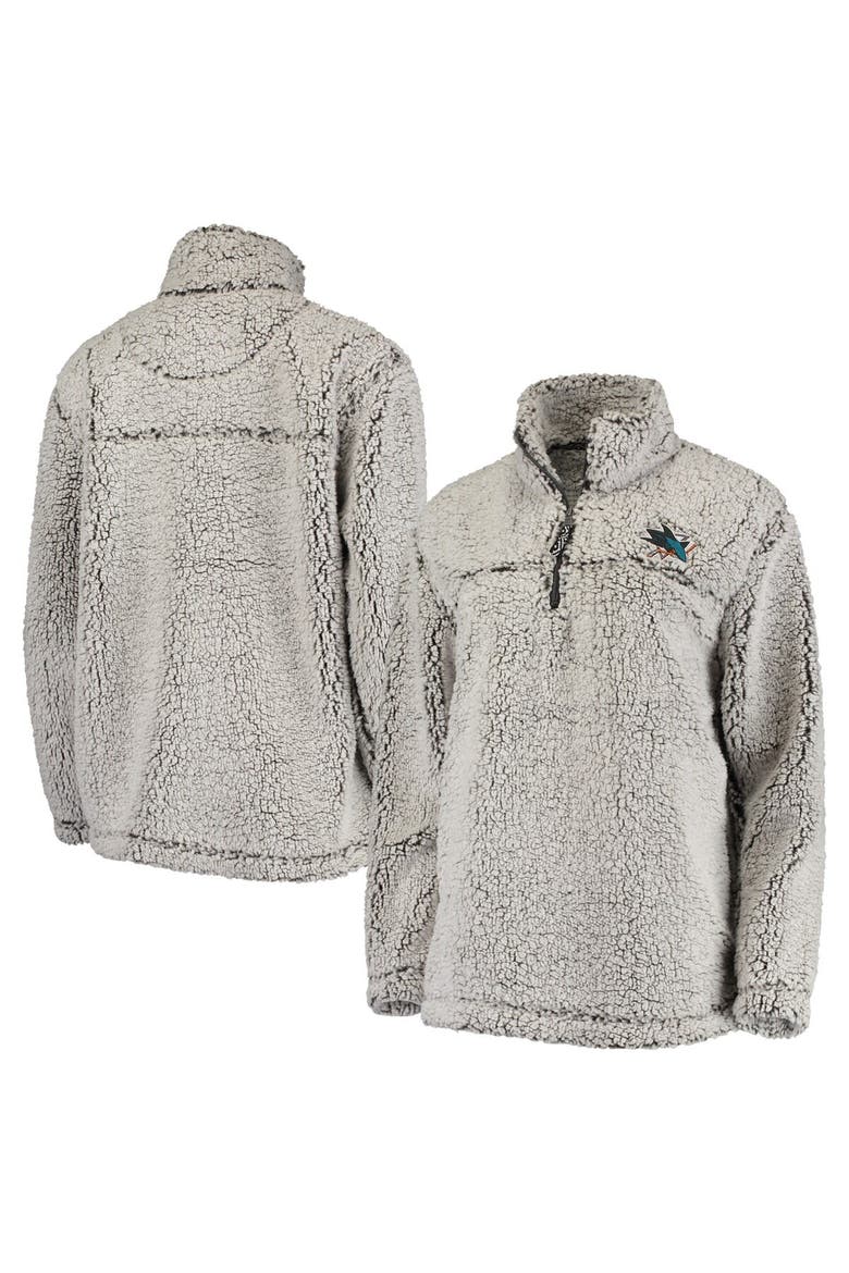 Women's G-III 4Her by Carl Banks Gray San Jose Sharks Sherpa Quarter-Zip Pullover Jacket, Main, color, Gray