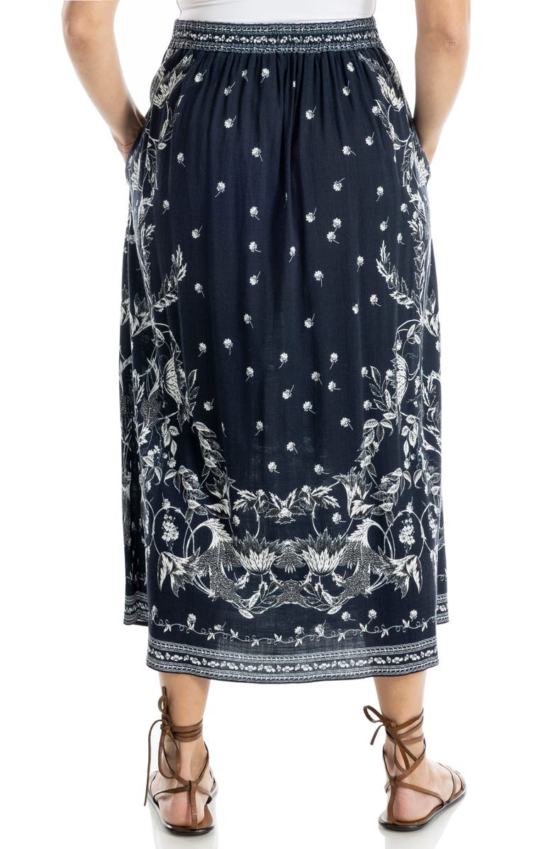 MAX STUDIO Floral Pull-On Skirt, Alternate, color, Indigo/ Cream