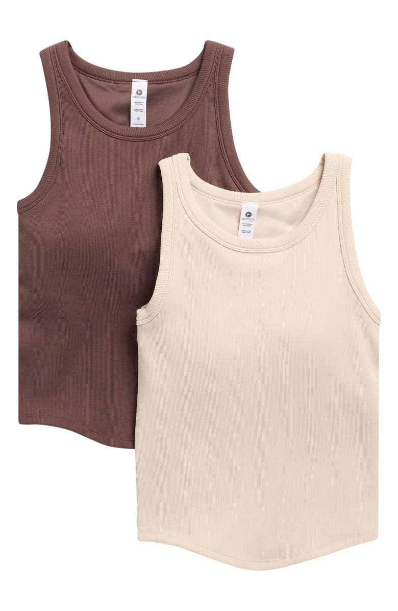 90 DEGREE BY REFLEX Pack of 2 Seamless Rib Honey Tank, Main, color, Classic Brown/ Mist Sand