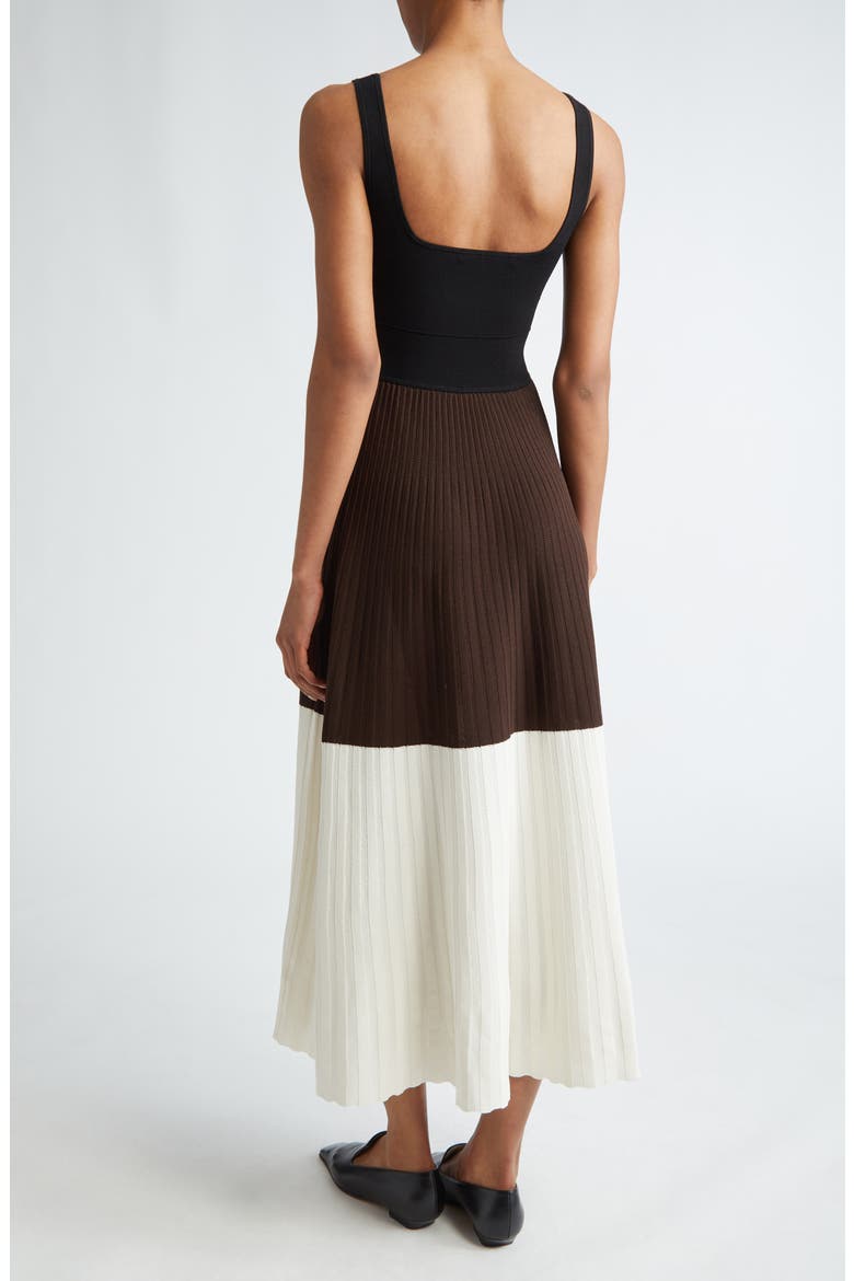 Colorblock Square Neck Rib Dress, Alternate, color, BITTER CHOCOLATE