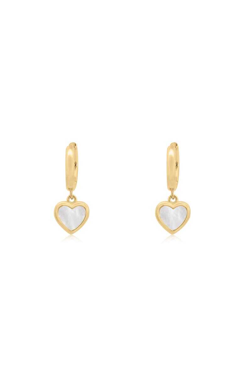 The Lovery Fine Jewelry Mini Mother of Pearl Heart Dangle Earrings, Alternate, color, Mother Of Pearl