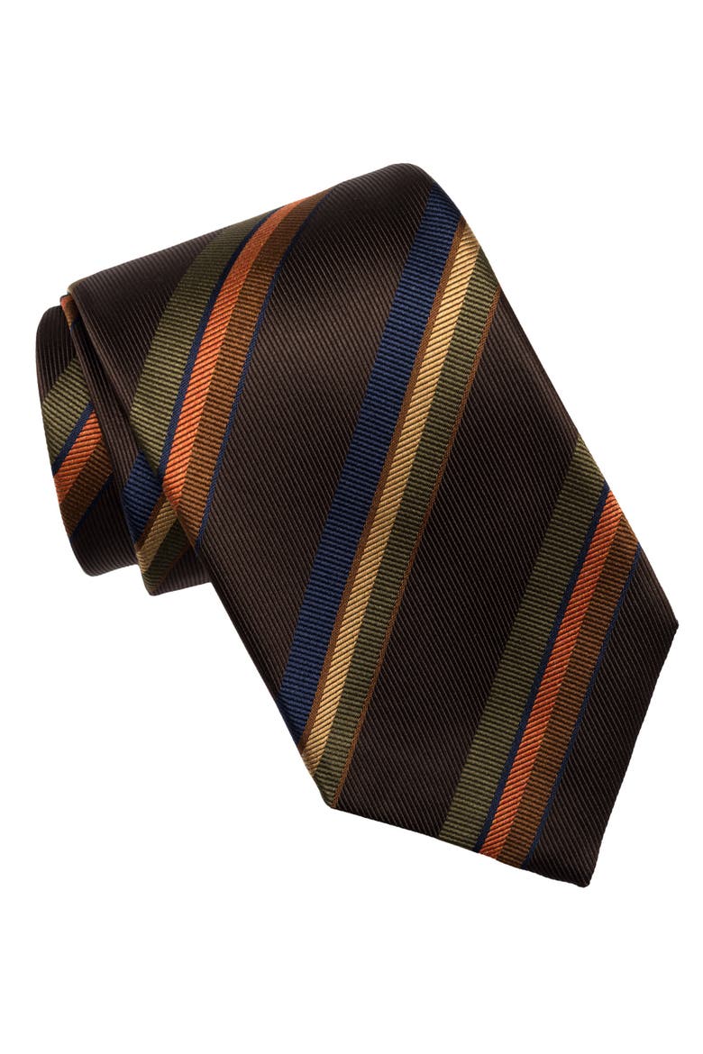Battisti - Silk Jacquard Tie for Men, Main, color, Chocolate Brown