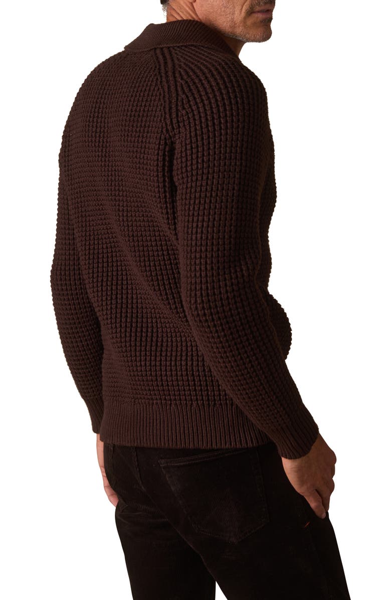 The Normal Brand Waffle Cotton Blend Polo Sweater, Alternate, color, Dark Brown