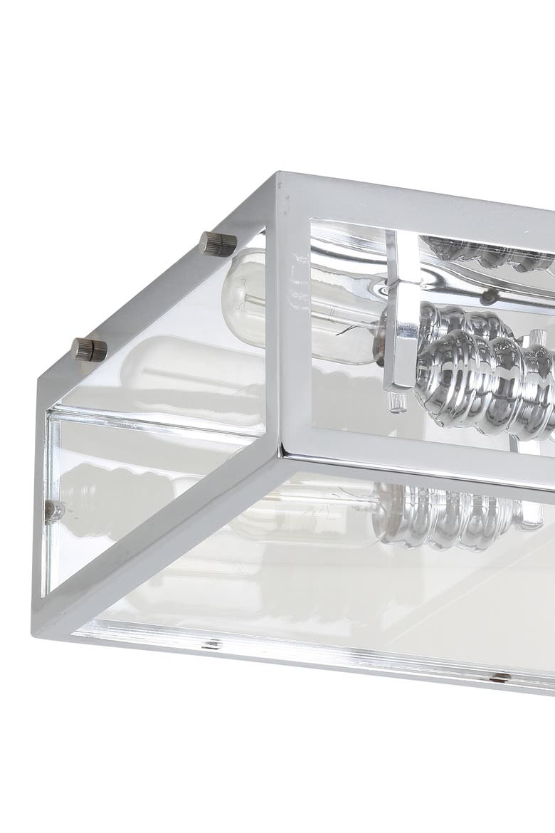 Grayson 2-Light Bohemian Farmhouse Iron/Glass LED Flush Mount, Alternate, color, Chrome / Clear