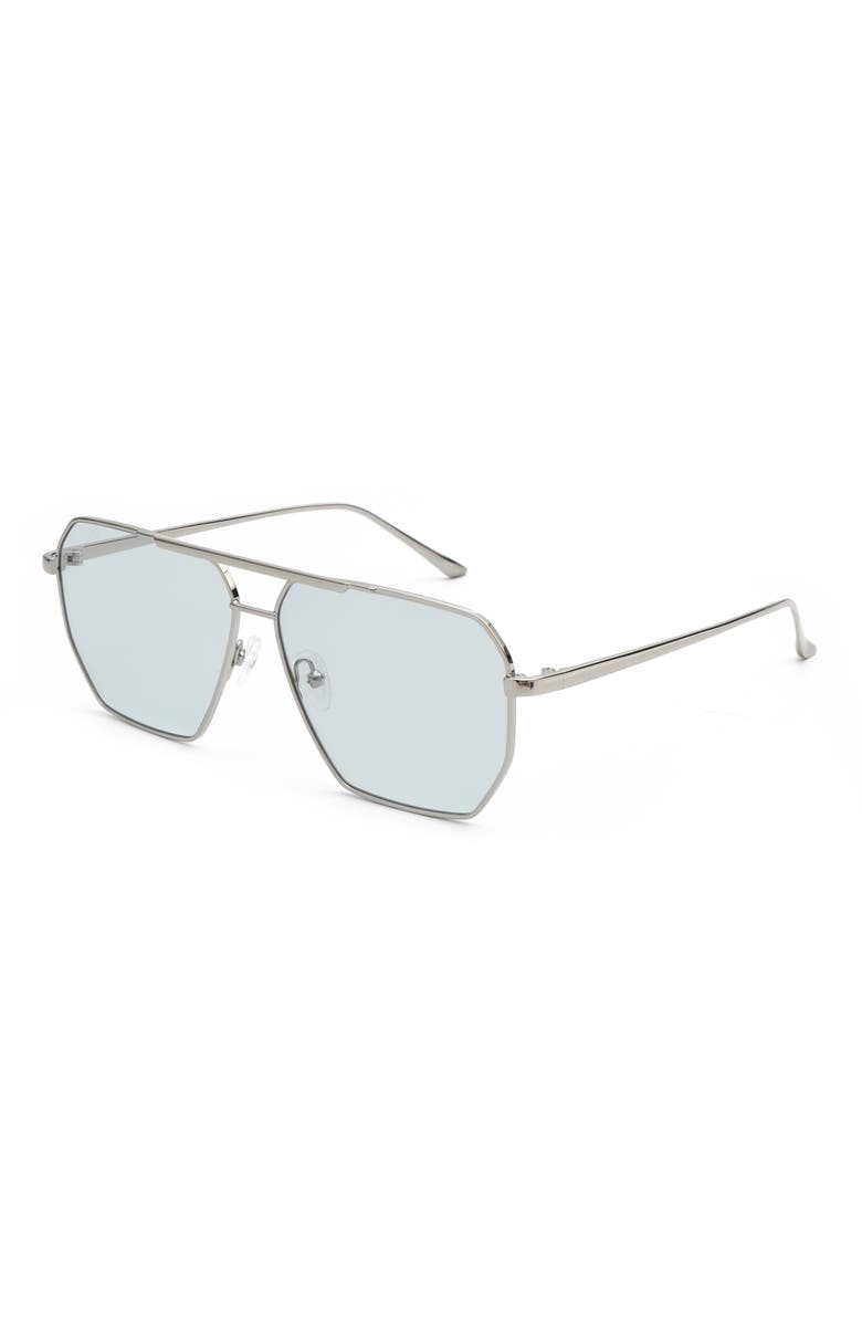 12PM STUDIOS London Metal Sunglasses, Alternate, color, Silver/Blue