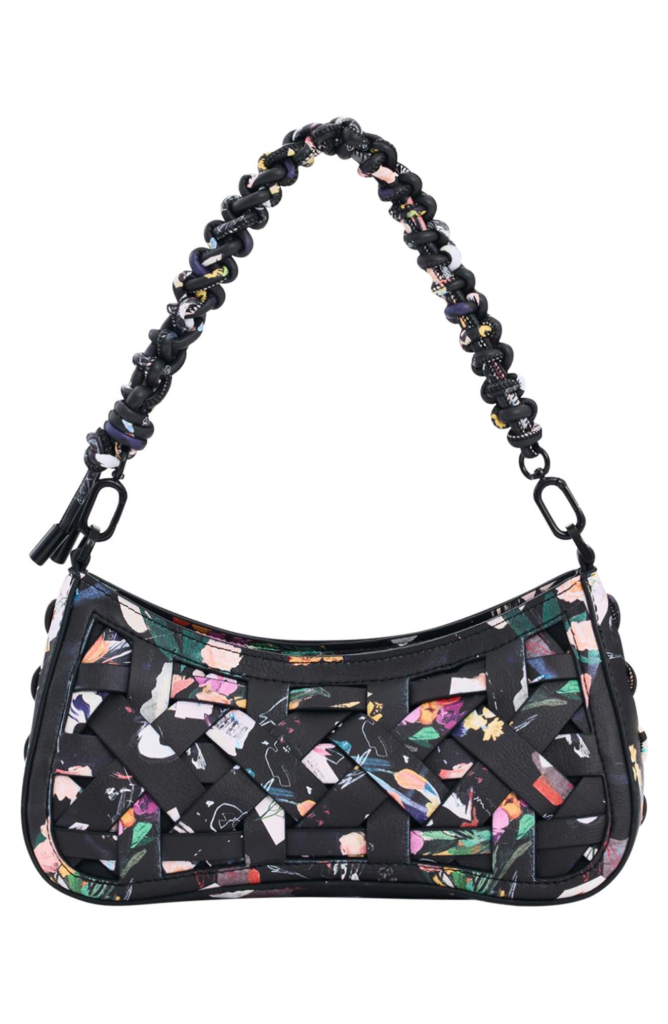 Desigual Faux Leather Crossbody Bag, Main, color, Black