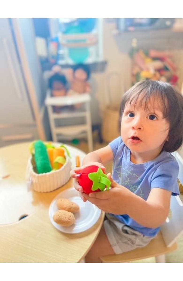 HABA Play Food Set - Soft Veggie Basket with Cucumber, Tomato, Carrots & Potatoes - Pretend Play Kitchen Toy for Kids & Toddlers, Alternate, color, Multi