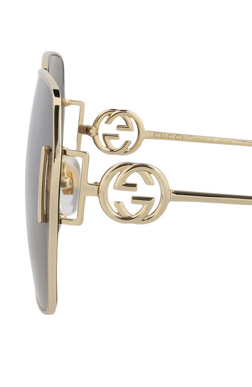 Gucci 64mm Novelty Square Sunglasses In Gold Gold Brown