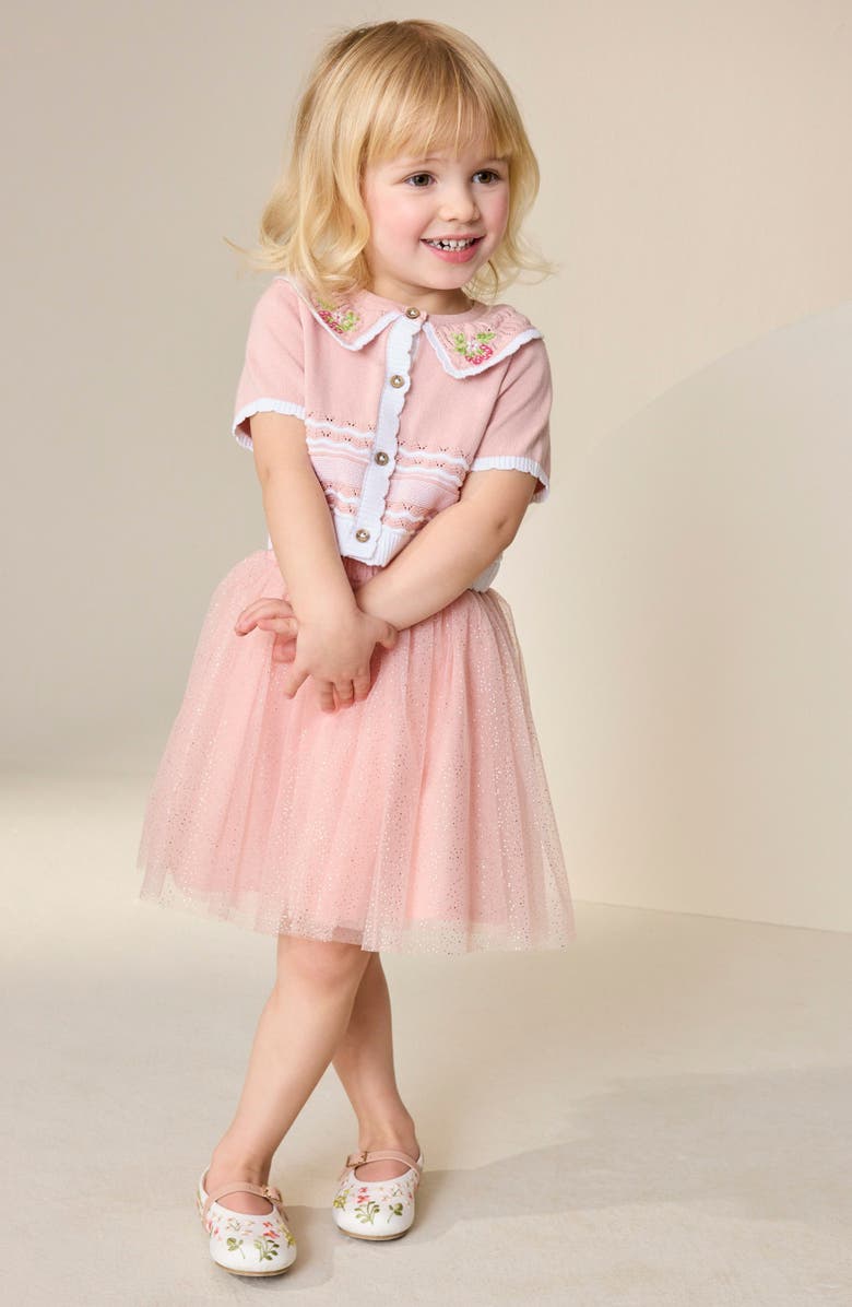 NEXT Kids' Collared Top & Mesh Skirt, Alternate, color, Pink
